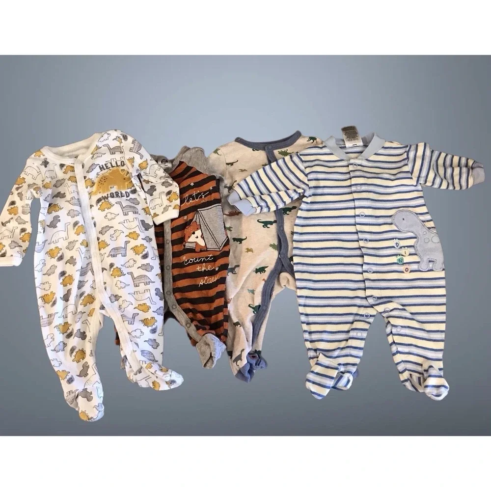Baby Boy Preemie Newborn 0-3  Months Carter's Pajamas Onesies Lot‎ Bundle & More